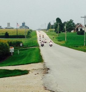 Motorcyclists on the road heading out of Kewaunee