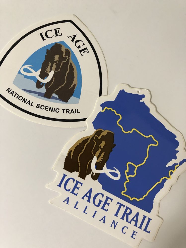 Two stickers for the Ice Age National Scenic Trail
