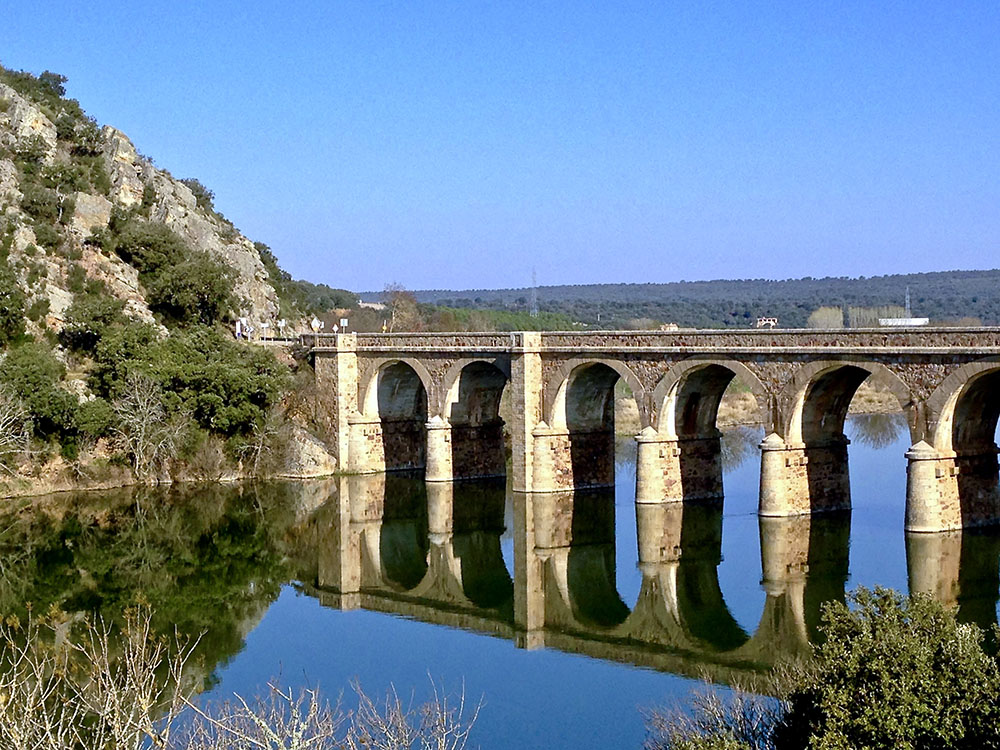 Ancient bridge across Spain's Esla River on the Camino.