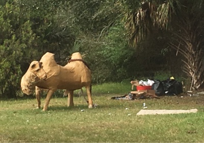 Faux camel on the side of the road.