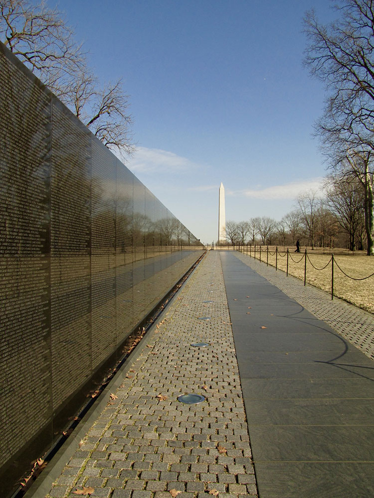 Vietnam Memorial in D.C. is empty during the off-season.