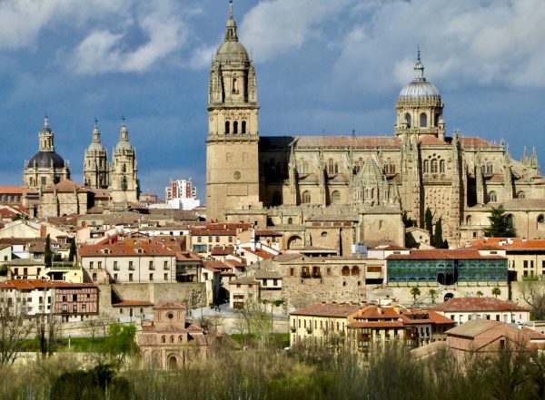 View from afar of Salamanca's cathedrals on Spain's Camino.