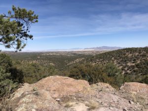 Sweeping vista of Arizona desert from Canelo Hills segment of Arizona Trail.
