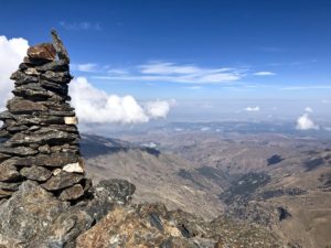 Sweeping vista of mountains from the top of Mt. Alcazaba in Spain's Sierra Nevada