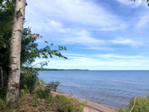 View of Lake Superior from a beachside trail on the North Country Trail near Marquette.