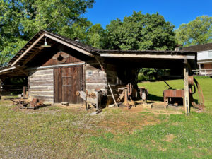 Old, wooden building at French Camp, near Ballard Creek, on the Natchez Trace.