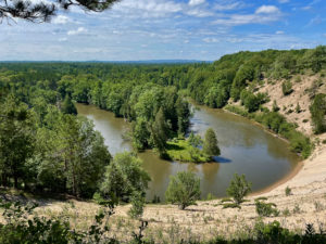 View of Manistee River from atop bluffs.
