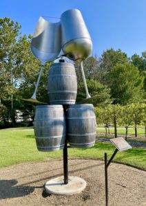 Wine glasses and wine barrels as a sculpture near Leonardtown, Maryland.