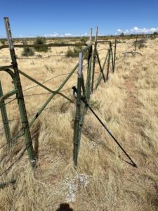 Cattle fence gate in the desert.
