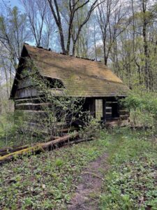 Old cabin in the woods.