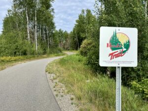 Mesabi Trail sign by path.