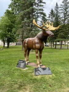 Moose statue in Minnesota park.