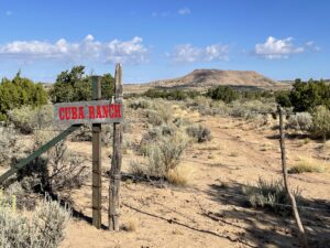 Sign in desert saying Cuba Ranch.